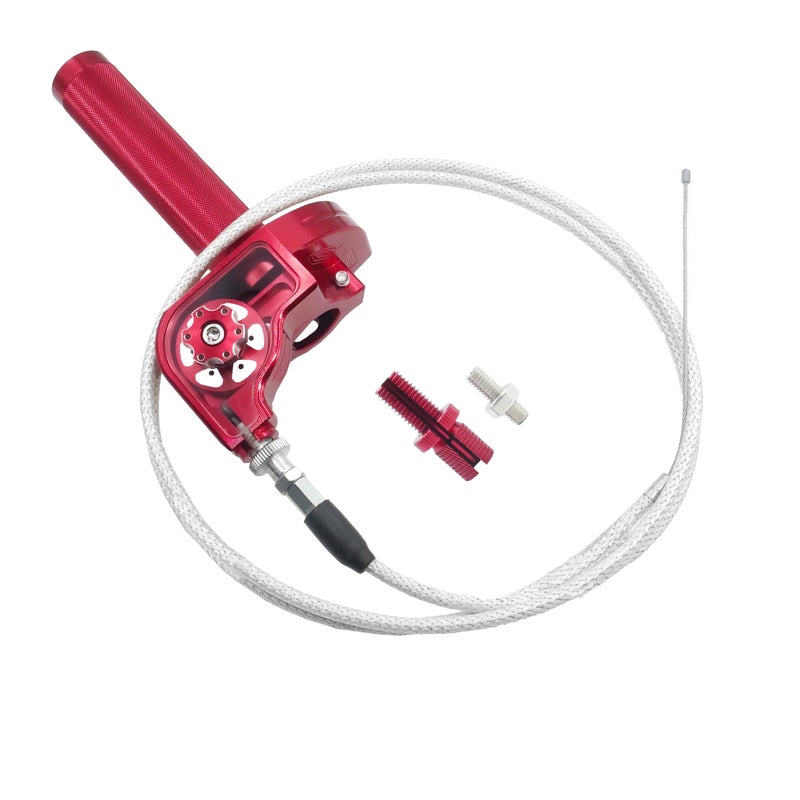 JXPANG Motorcycle Throttle Grip 7/8"" 22mm CNC Aluminum Quick Twister with Throttle Cable for KLX CR CRF EXC XR CRF50 CRF230 50 70 110 125 230 250 Dirt Pit Bike Motocross Motorbike Quad ATV (Red) - Image 1